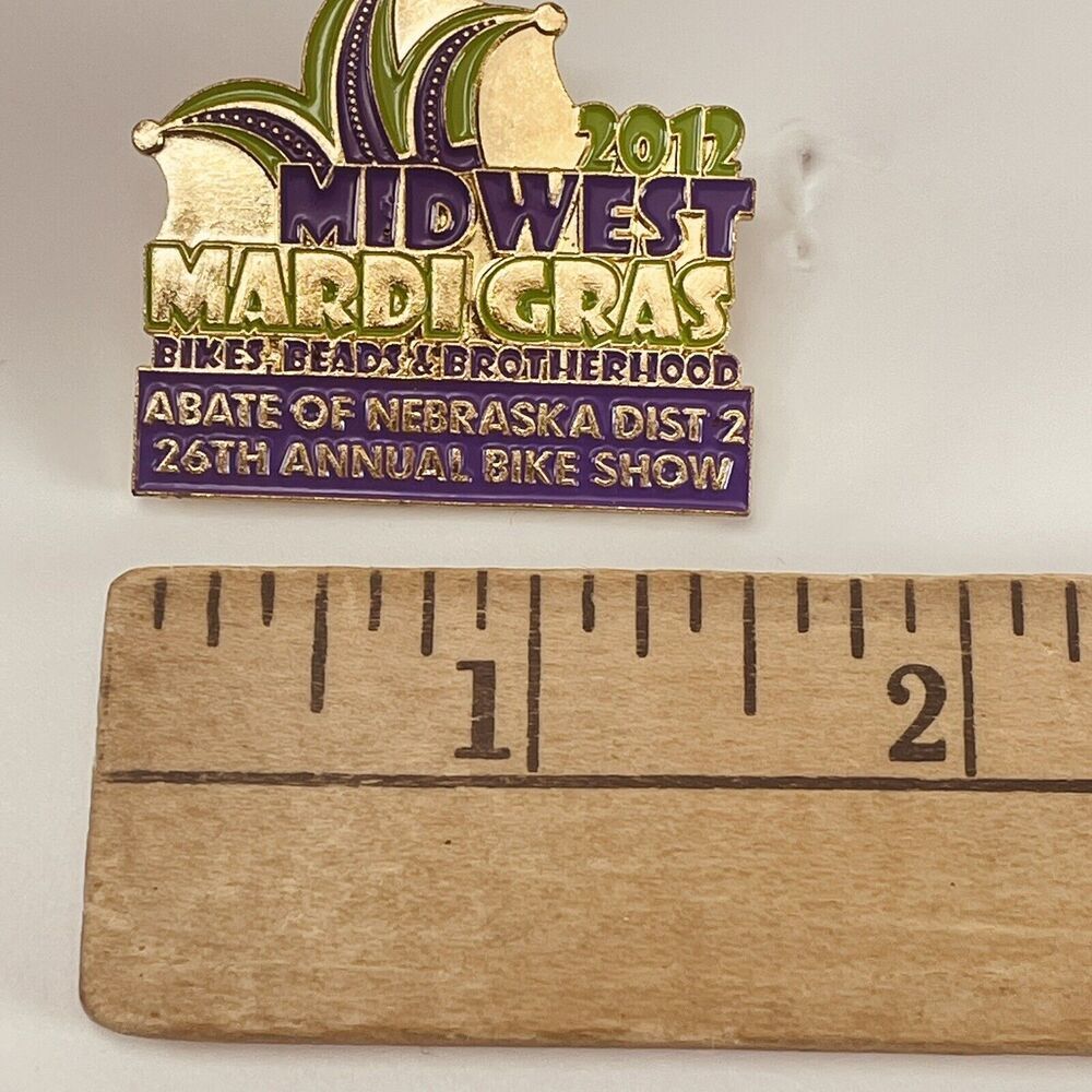 ABATE Nebraska State Bike Show 2012 Midwest Mardi Gras Motorcycle Club Lapel Pin - Picture 3 of 3